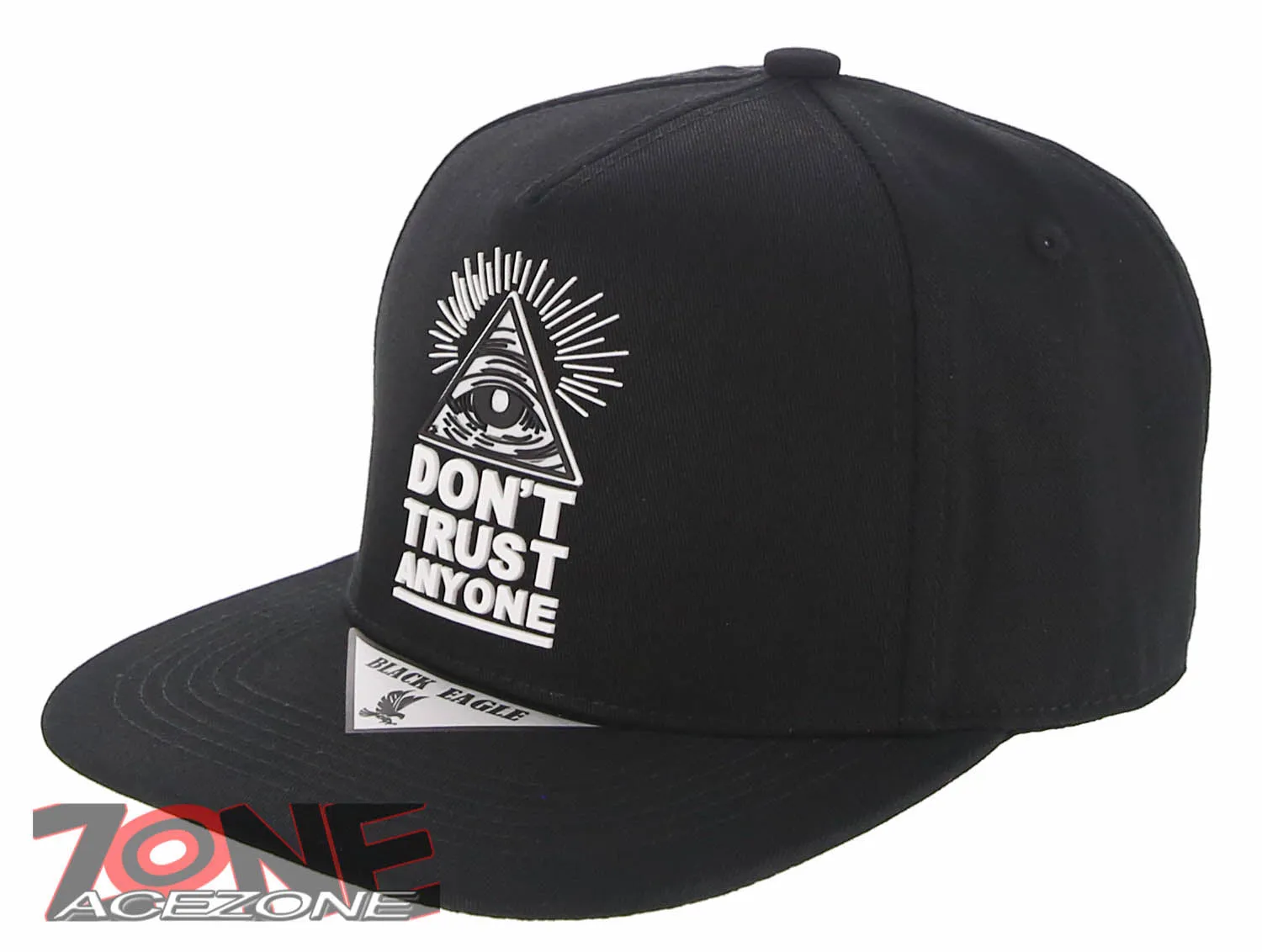 NEW! DON’T TRUST ANYONE ILLUMINATI EYE FLAT BILL BASEBALL CAP HAT BLACK