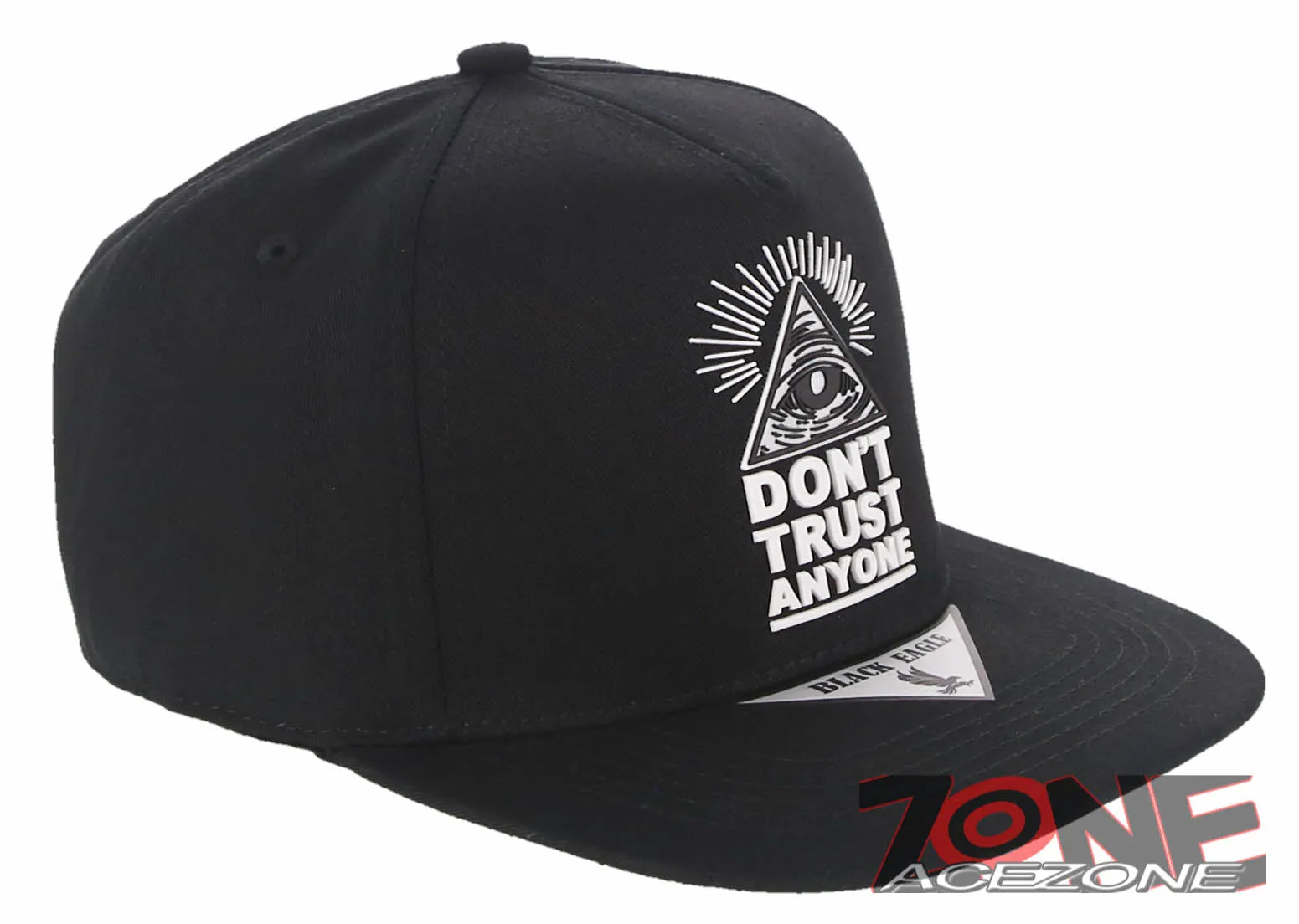 NEW! DON’T TRUST ANYONE ILLUMINATI EYE FLAT BILL BASEBALL CAP HAT BLACK