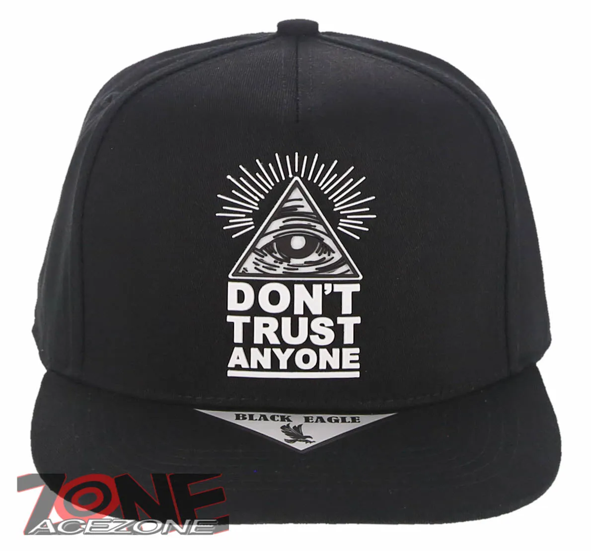 NEW! DON’T TRUST ANYONE ILLUMINATI EYE FLAT BILL BASEBALL CAP HAT BLACK