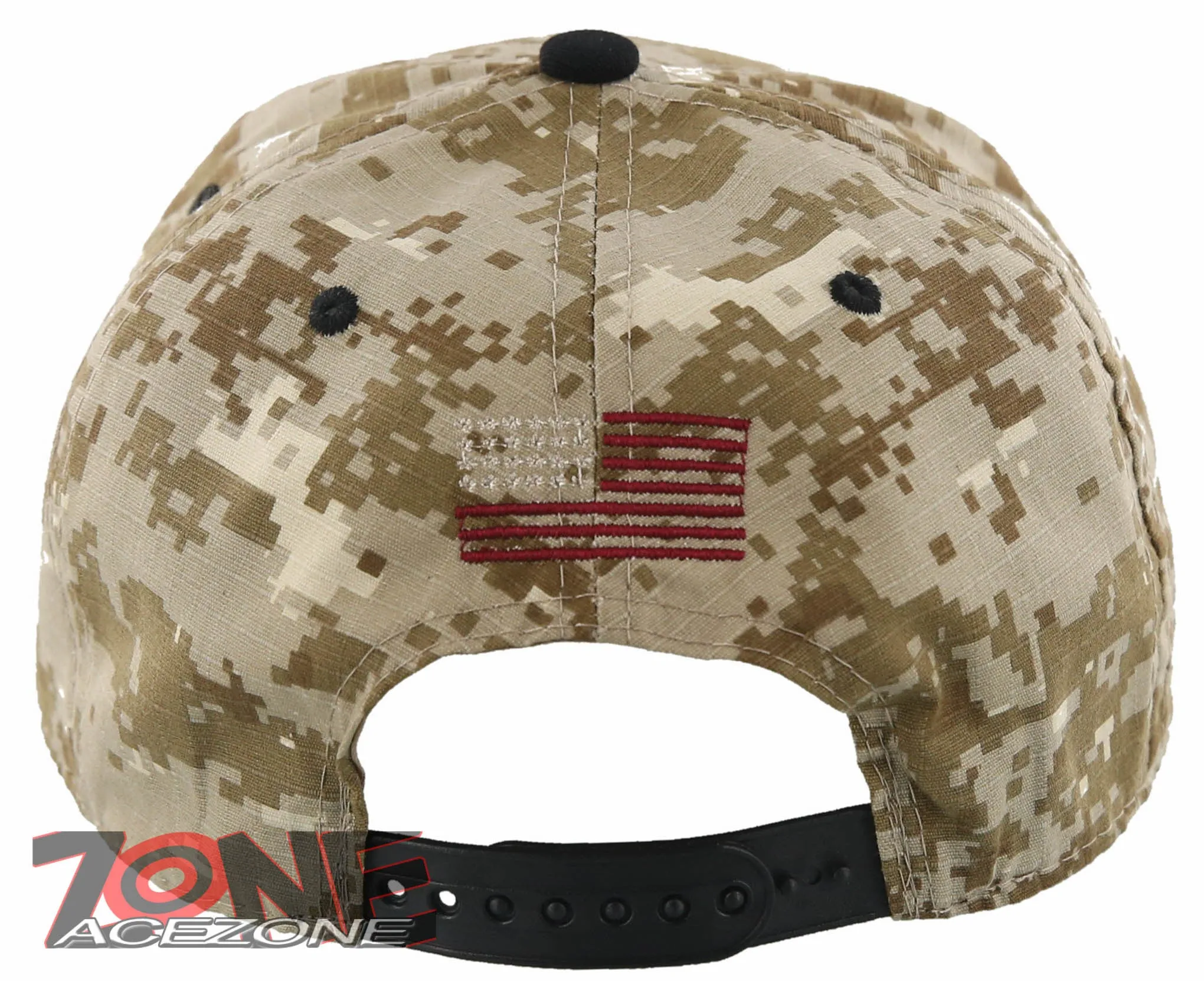 NEW! FLAT BILL USA FLAG SNAPBACK CAP HAT TAN CAMO