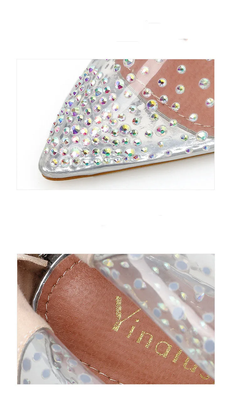 New Transparent Colorful Rhinestone Fashion High Heel Ankle Boots