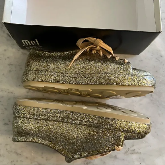 NIB Melissa Gold Glitter Jelly Sneakers.  Size 2