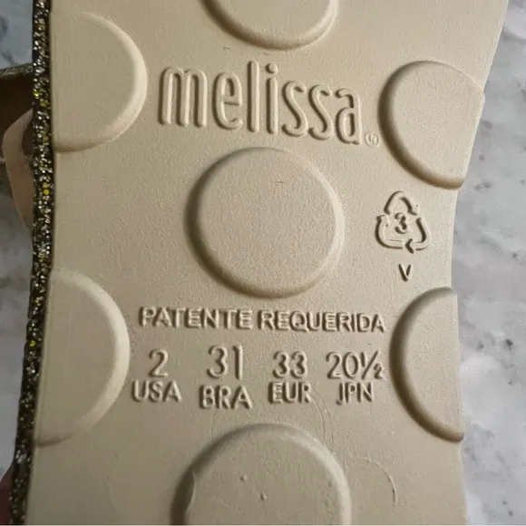 NIB Melissa Gold Glitter Jelly Sneakers.  Size 2