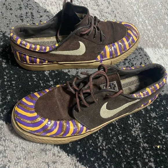 Nike SB Stefan Janoski Velvet Brown Mens Sneakers Custom LA Lakers Design Sz 8