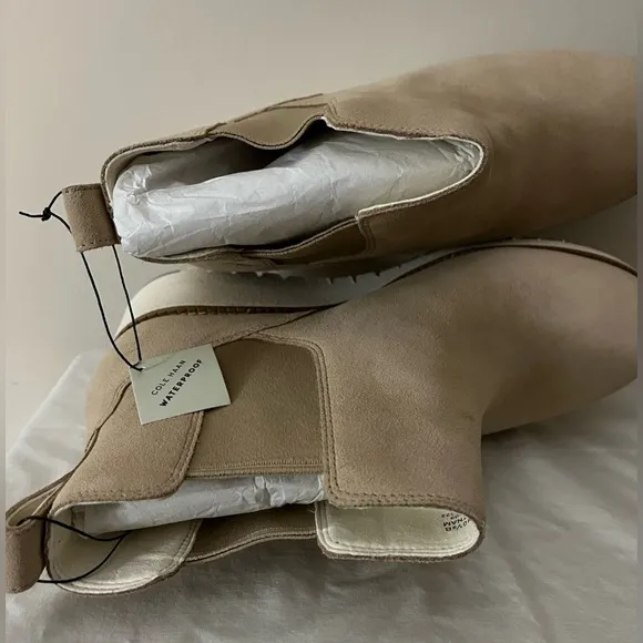 NWT Cole Haan Women’s ZerøGrand City Wedge WP Suede Chelsea Boots; Size 10.5B