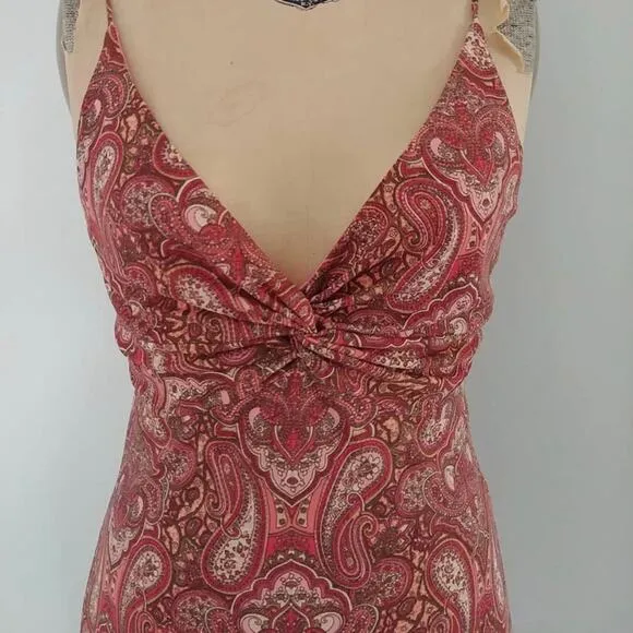 NWT LAUNDRY Paisley Print Coral Slip Lined Dress Women's Size 8