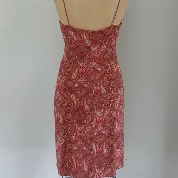 NWT LAUNDRY Paisley Print Coral Slip Lined Dress Women's Size 8