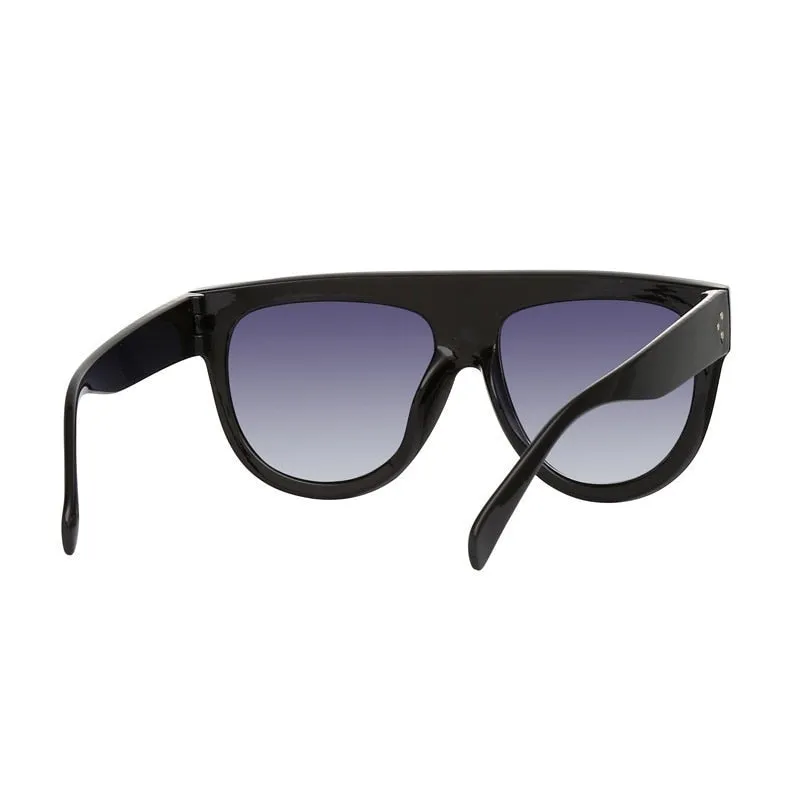 Oversized Shield Style Sunglasses with Rivet Detail