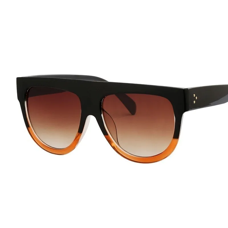 Oversized Shield Style Sunglasses with Rivet Detail