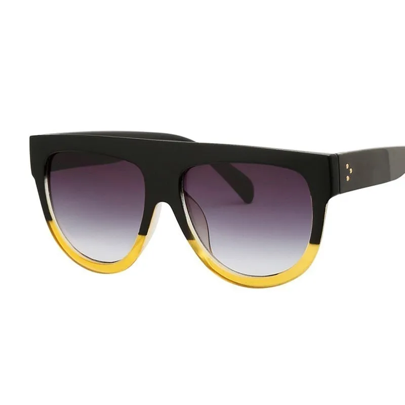 Oversized Shield Style Sunglasses with Rivet Detail