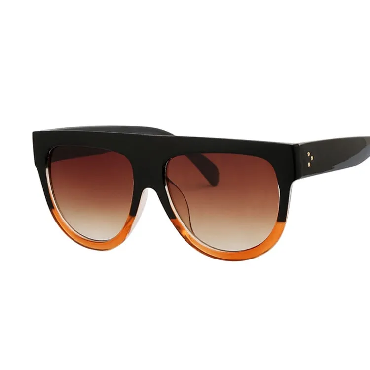 Oversized Shield Style Sunglasses with Rivet Detail