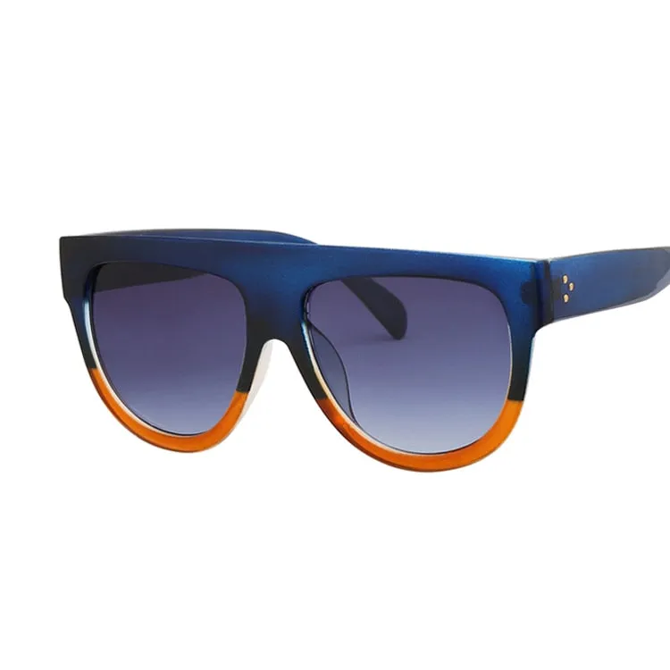 Oversized Shield Style Sunglasses with Rivet Detail