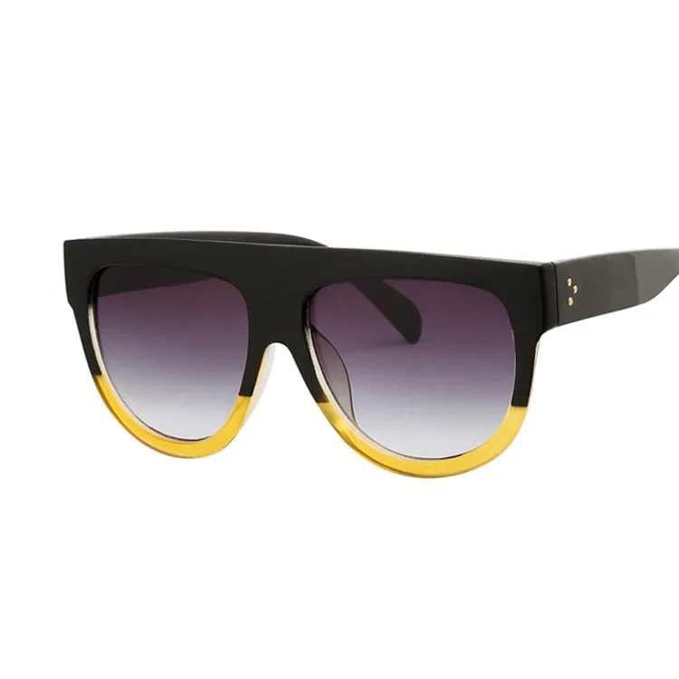 Oversized Shield Style Sunglasses with Rivet Detail
