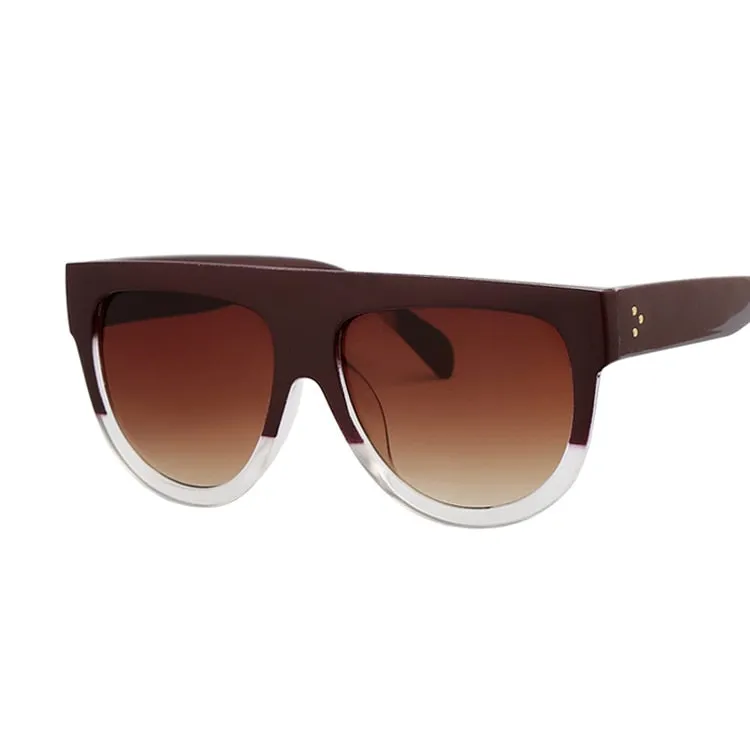Oversized Shield Style Sunglasses with Rivet Detail