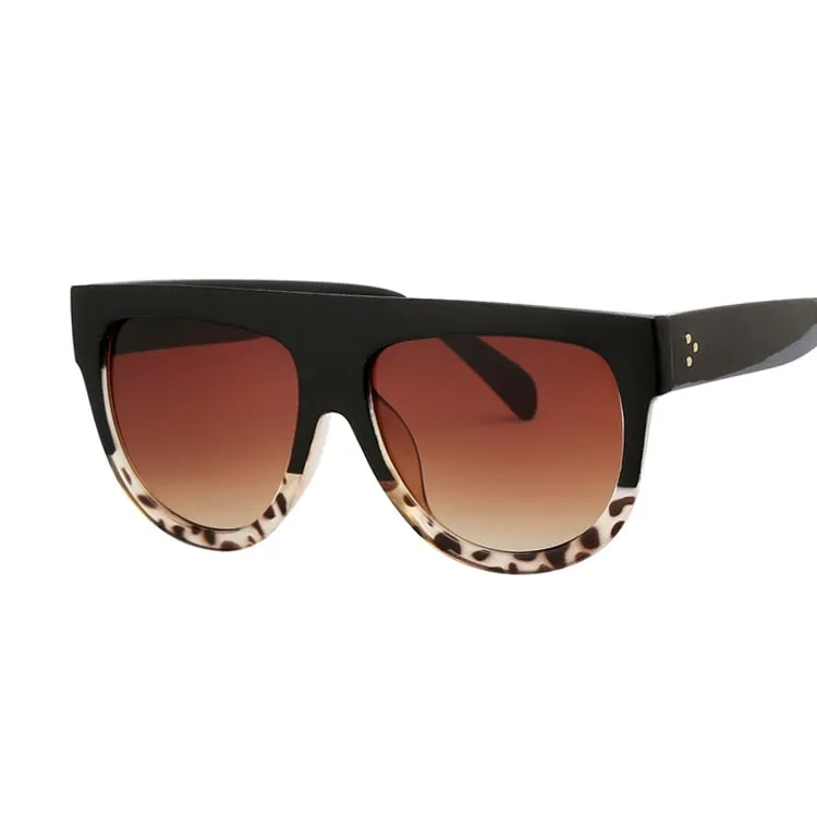 Oversized Shield Style Sunglasses with Rivet Detail