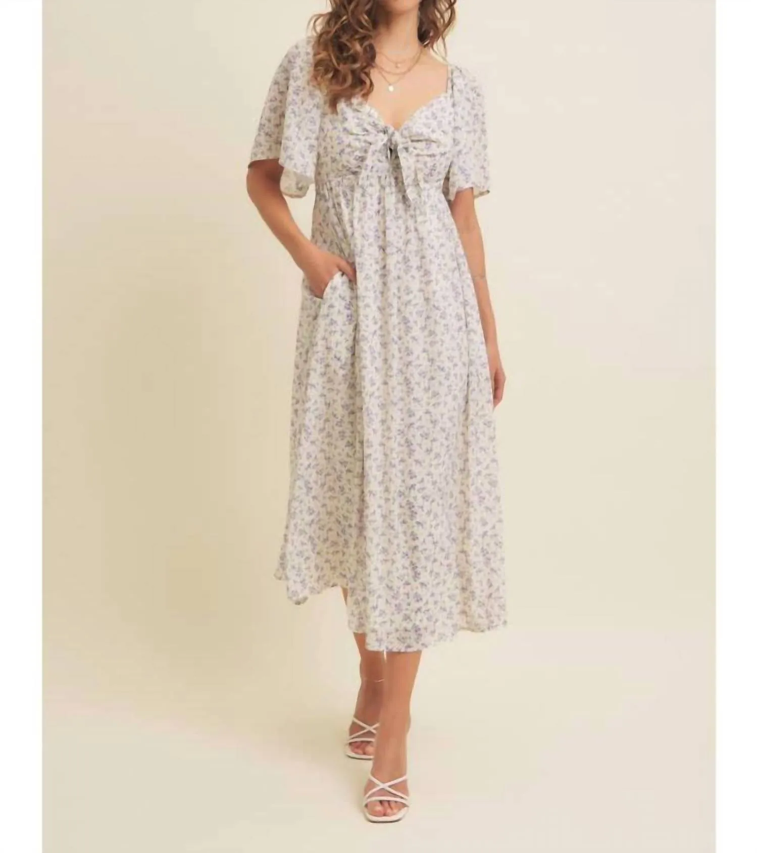 Perfect Breeze Floral Midi Dress In Lavender