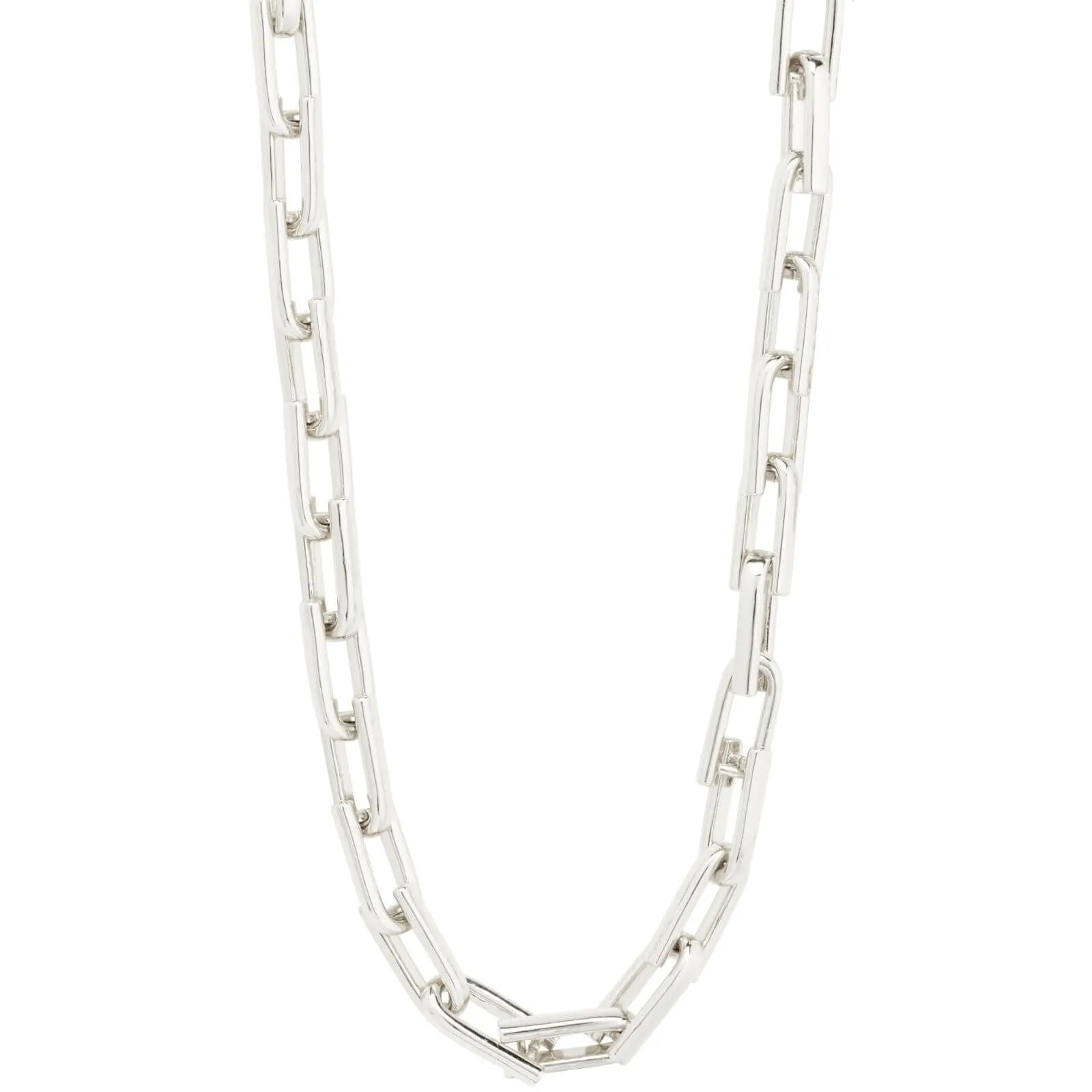 Pilgrim Stay Silver Chunky Oval Rectangle Link Necklace