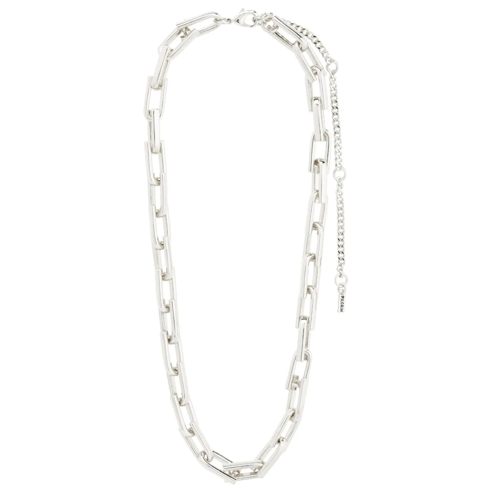 Pilgrim Stay Silver Chunky Oval Rectangle Link Necklace