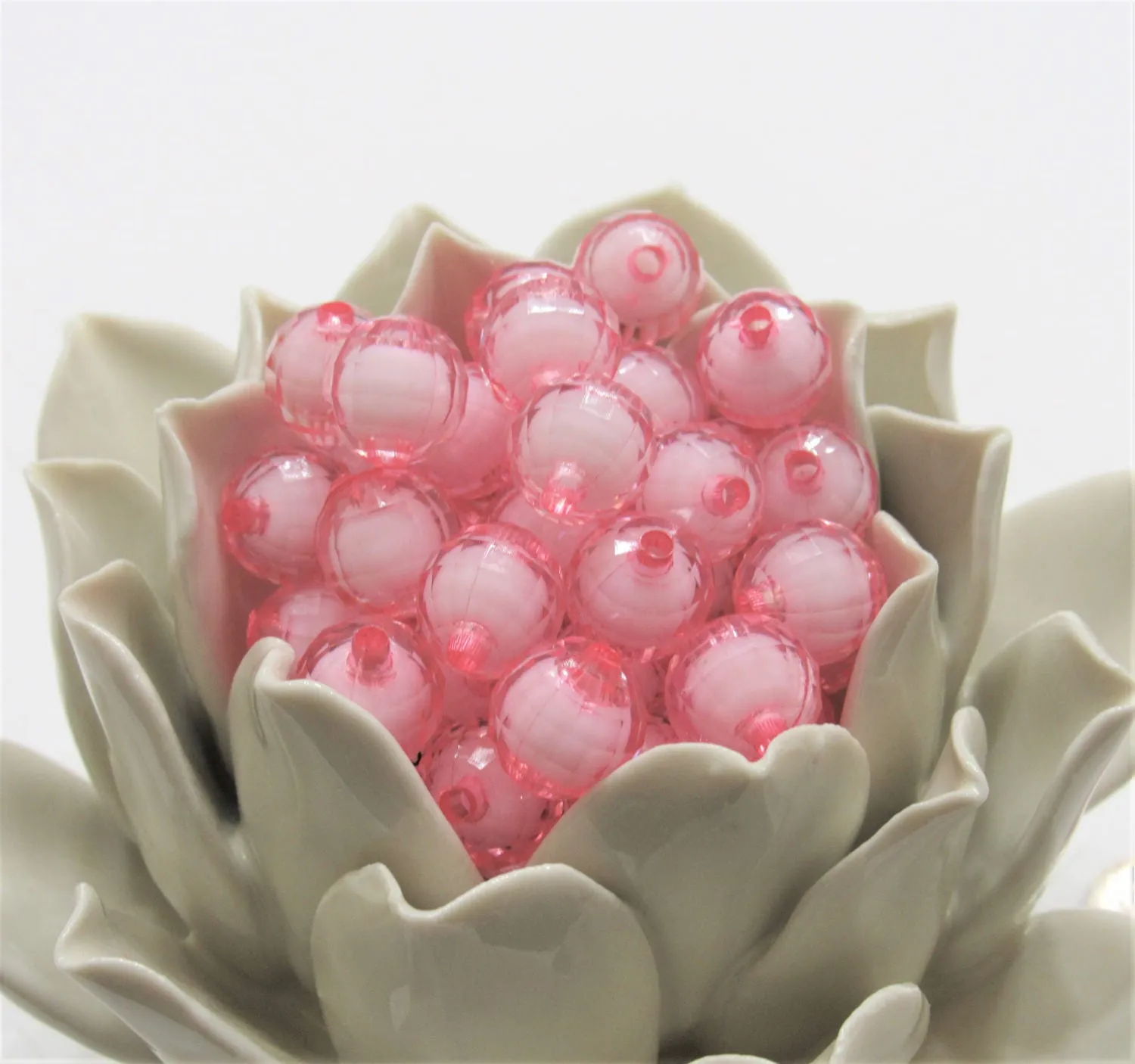 Pink Bead In A Bead, Chunky Bubblegum Beads, Chunky Necklace Supply Bead, Gumball Beads, Transparent Bubblegum Beads