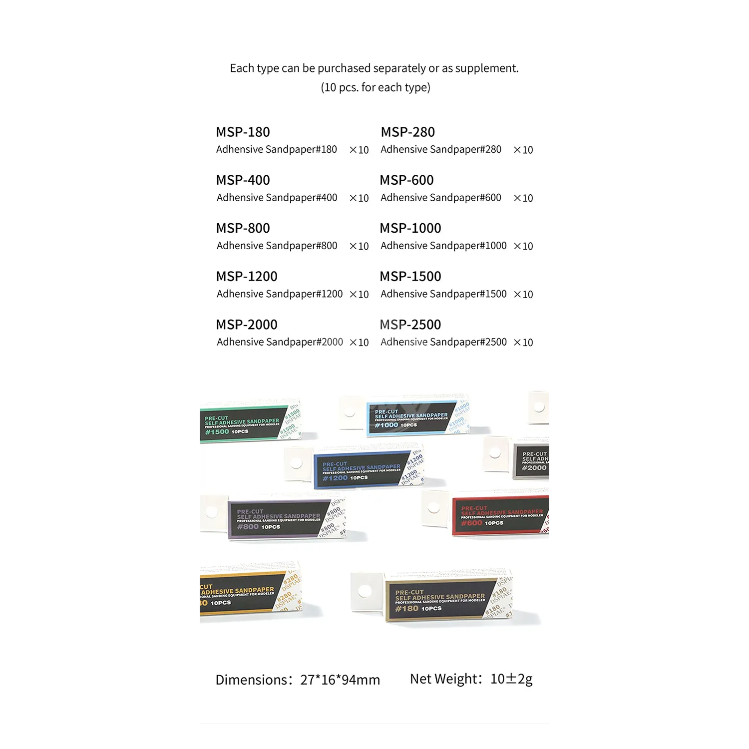 Precut Adhesive Sandpaper [#2000]