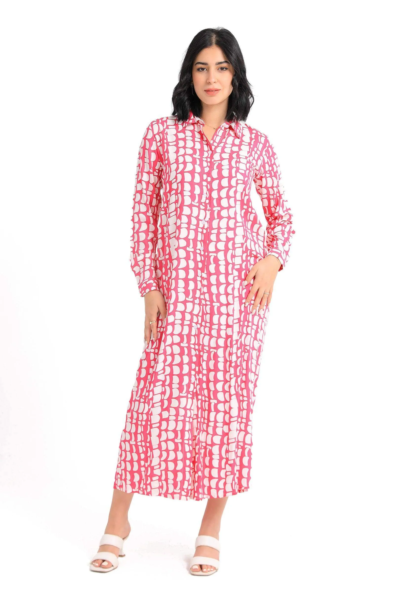 Printed Pattern Shirt Dress