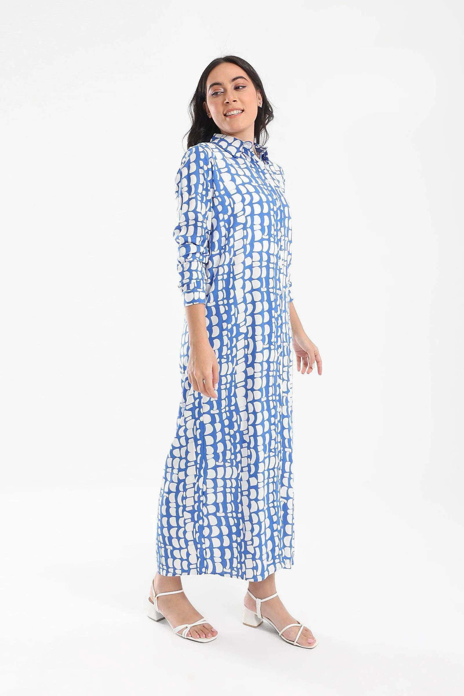 Printed Pattern Shirt Dress