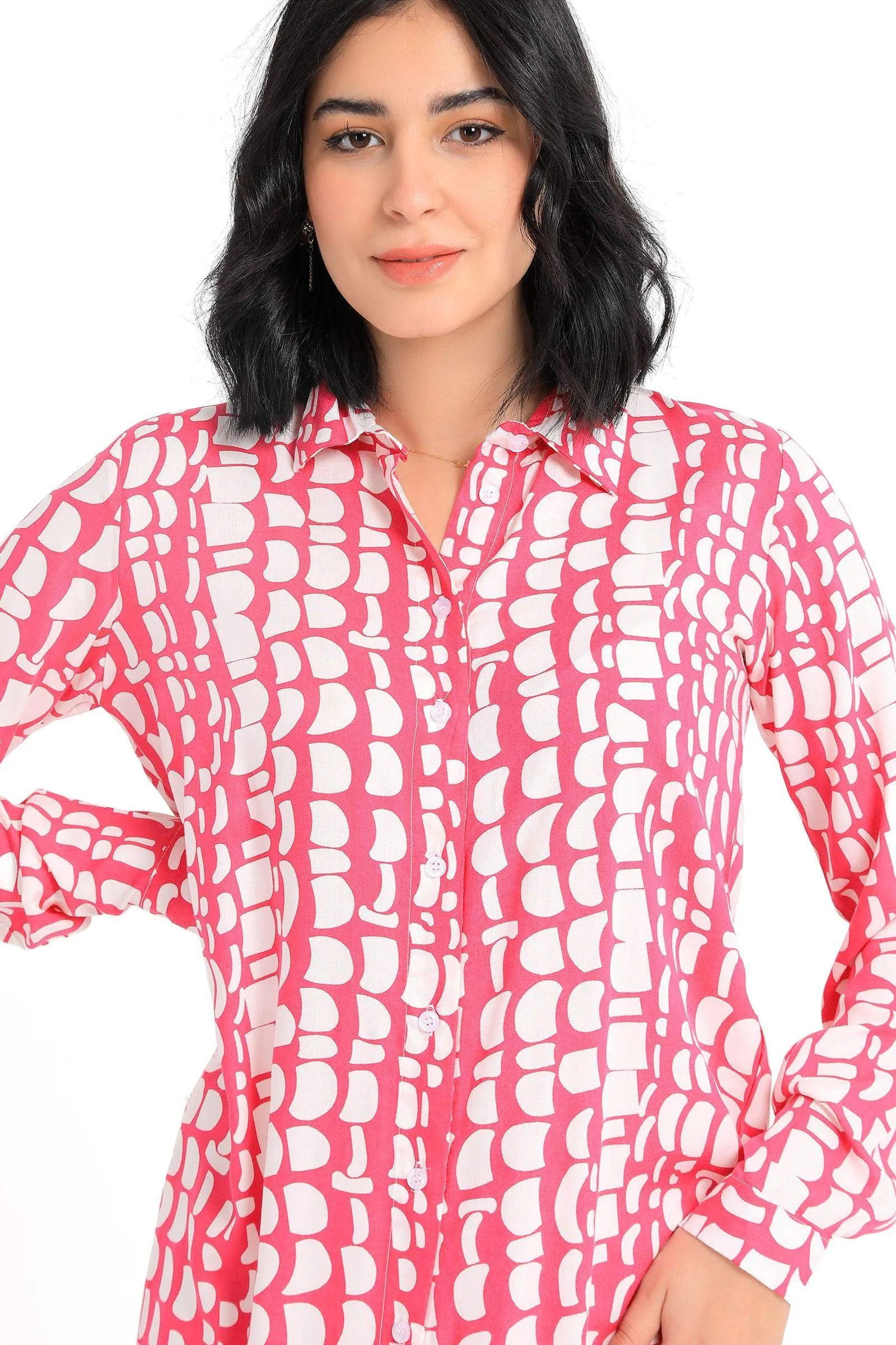 Printed Pattern Shirt Dress