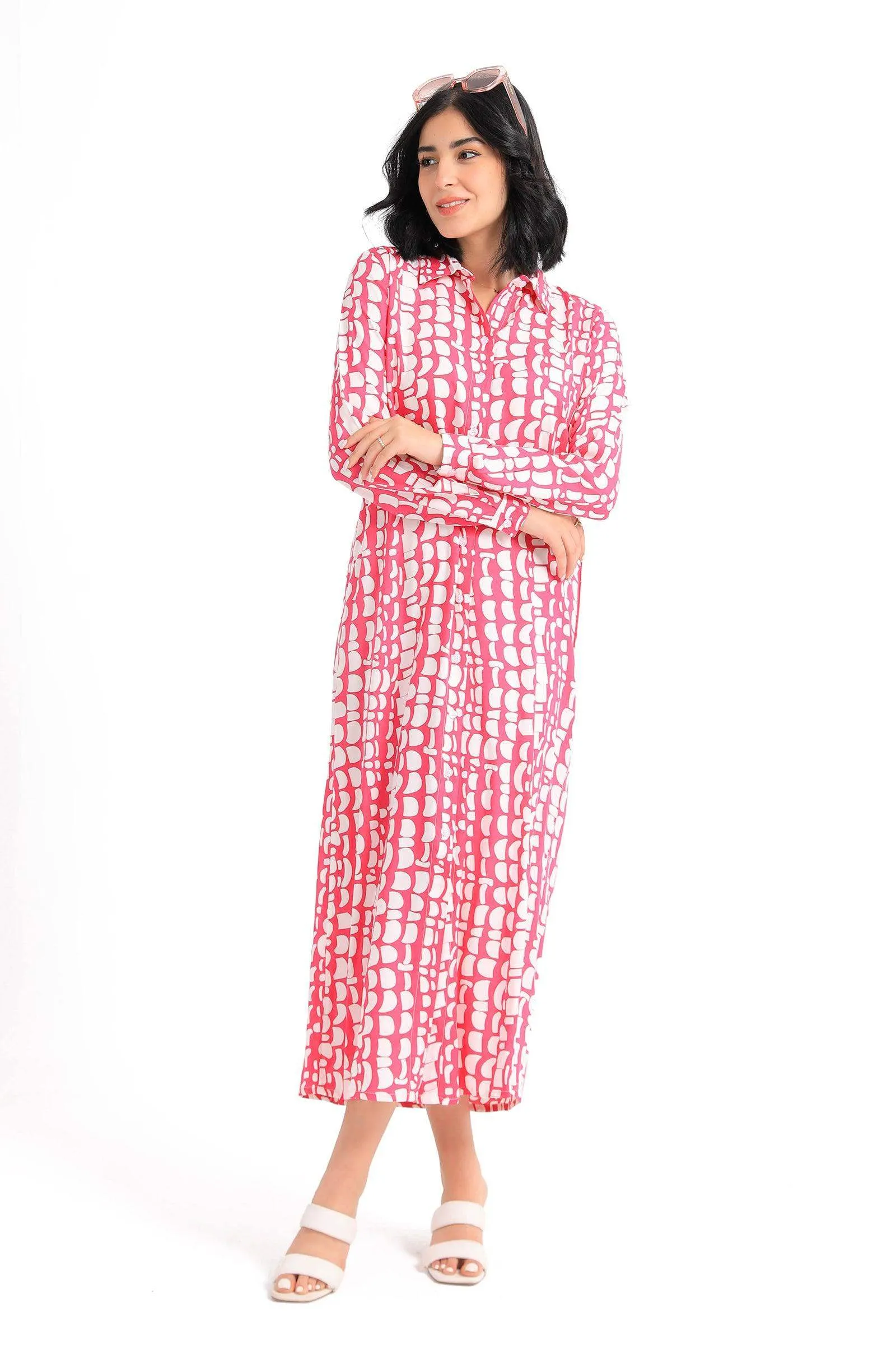 Printed Pattern Shirt Dress