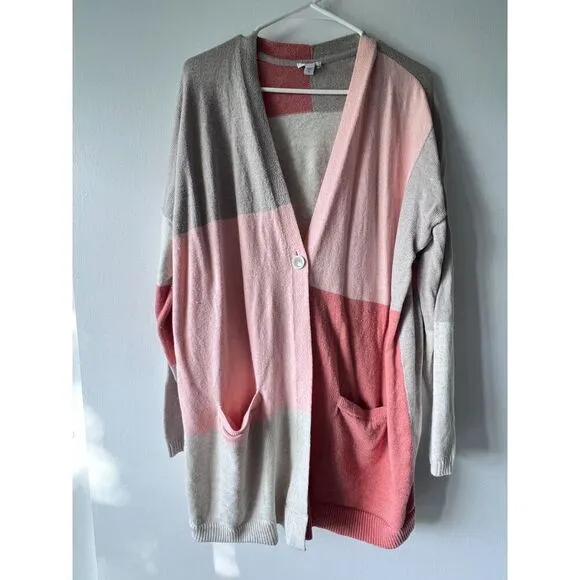 Pure jill Women's Cardigan long sleeve cotton comfortable  front pockets Size XL
