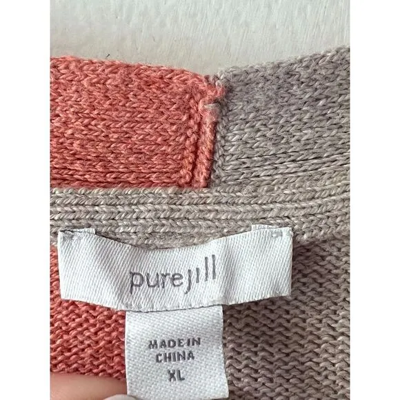 Pure jill Women's Cardigan long sleeve cotton comfortable  front pockets Size XL