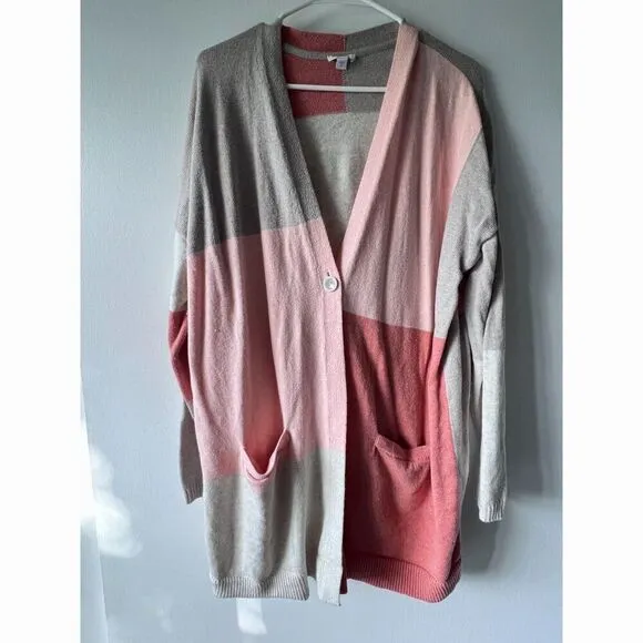 Pure jill Women's Cardigan long sleeve cotton comfortable  front pockets Size XL