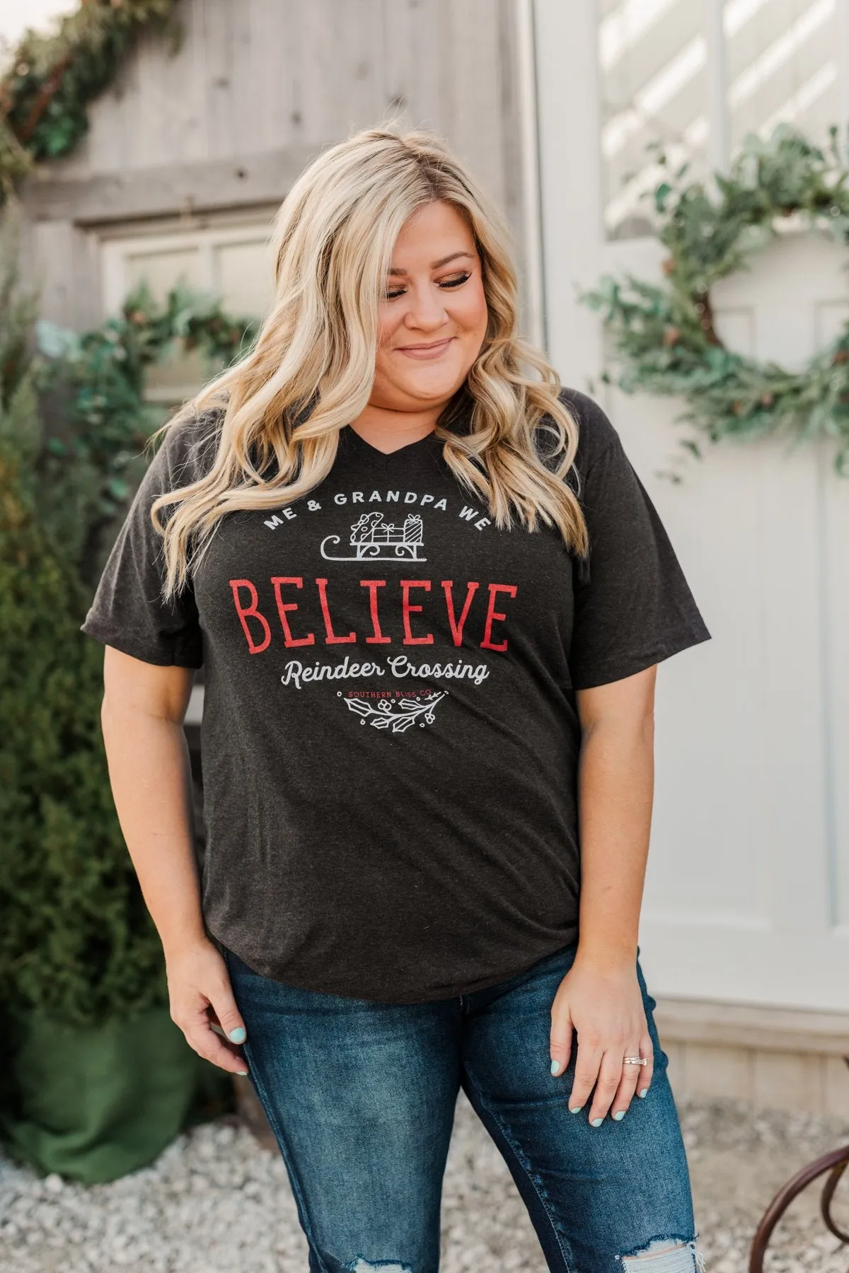 "Me & Grandpa We Believe" Graphic Tee- Charcoal
