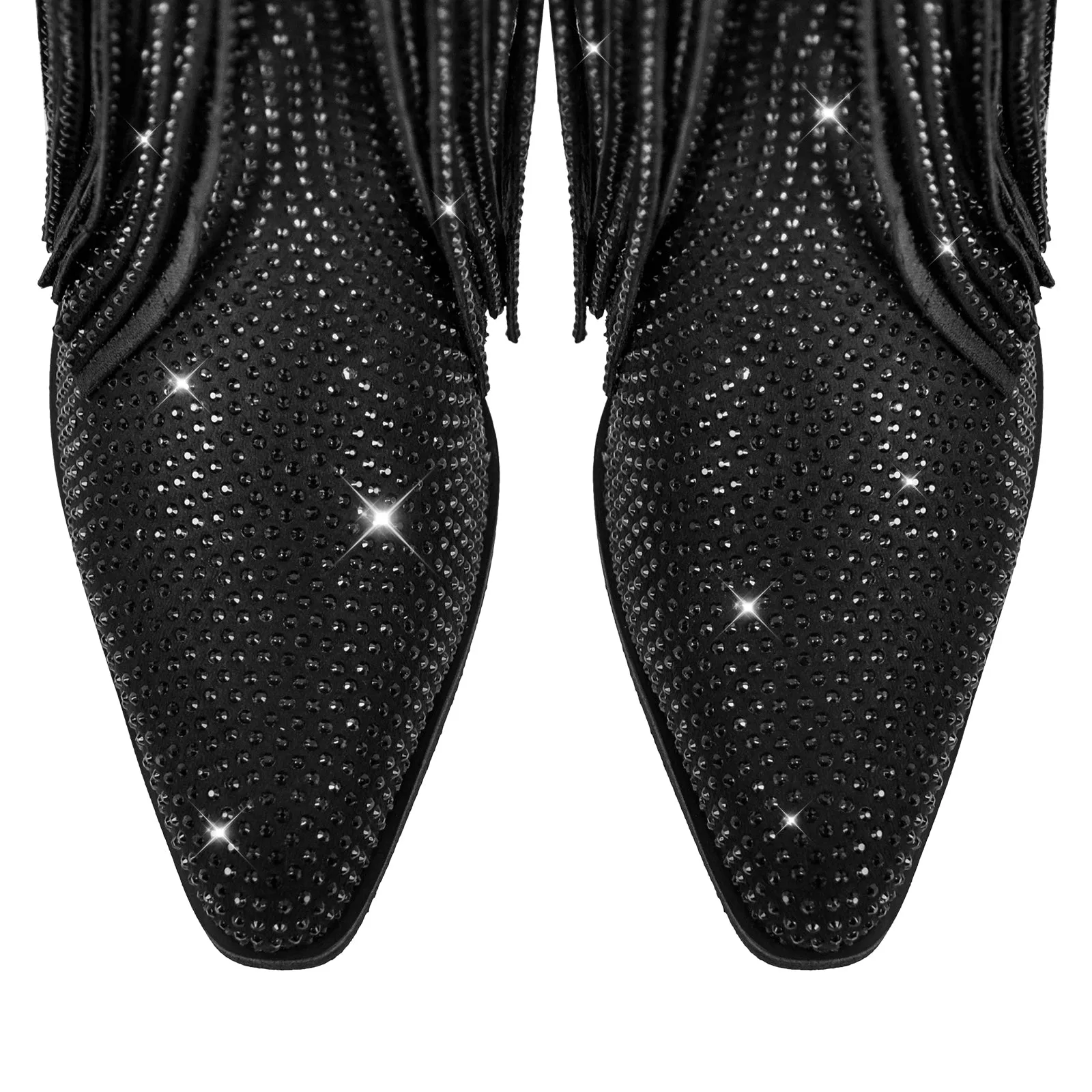 Rhinestone Fringe Knee High Western Boots