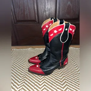 Roper women’s size 6.5 American patriotic red black and white western festival