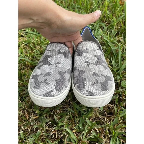 Rothy’s The Kids Sneaker Slip On Grey Camo Size 3