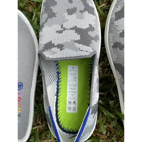 Rothy’s The Kids Sneaker Slip On Grey Camo Size 3