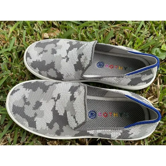 Rothy’s The Kids Sneaker Slip On Grey Camo Size 3