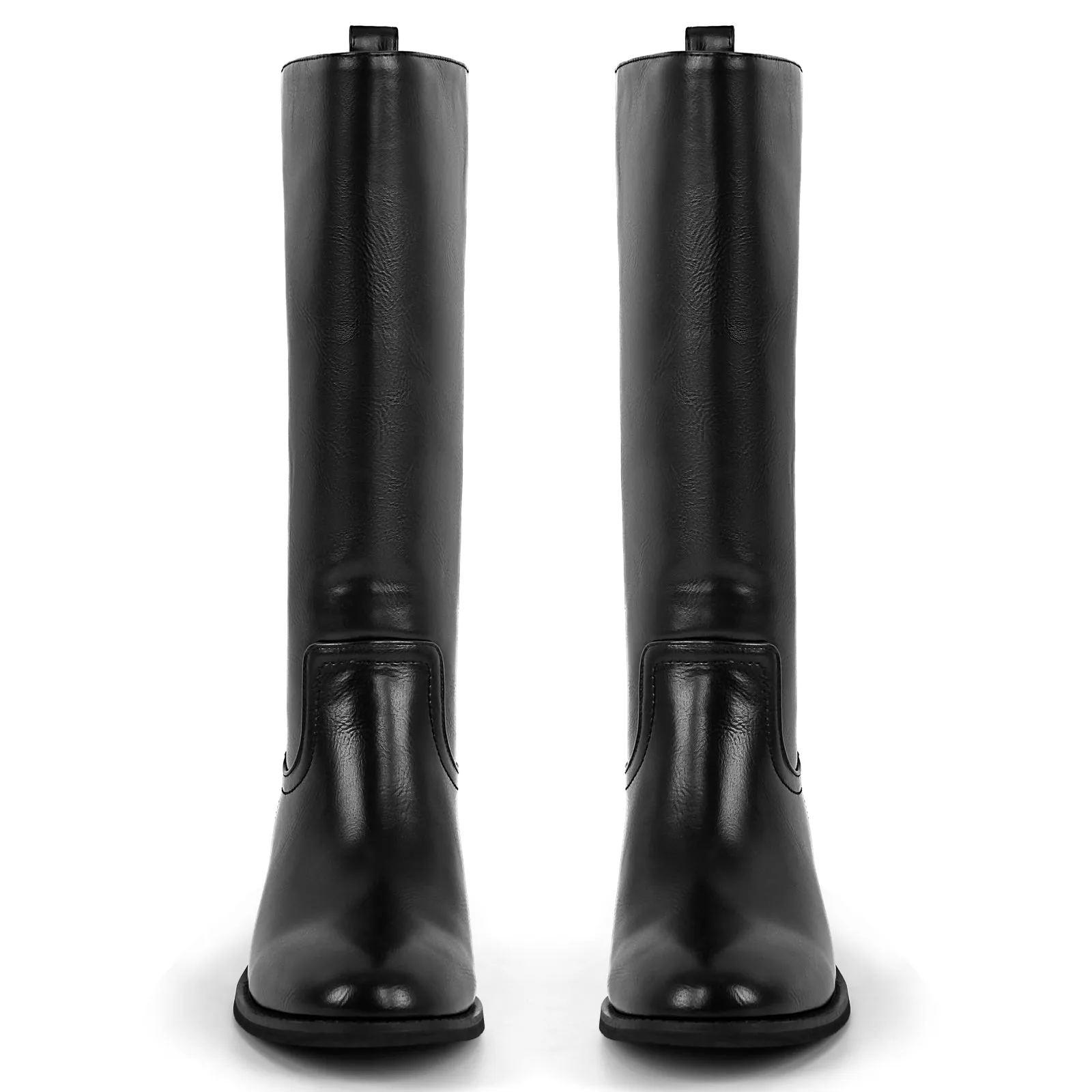 Round Toe Chunky Heel Mid-Calf Boots