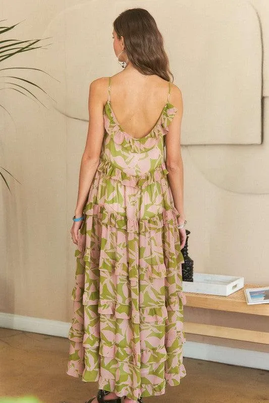 Ruffled Tiered Scoop Neck Cami Dress