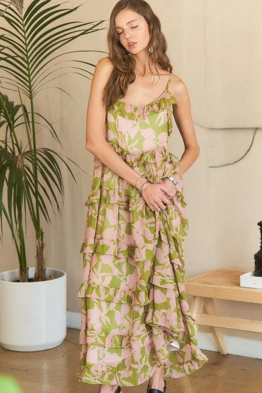 Ruffled Tiered Scoop Neck Cami Dress