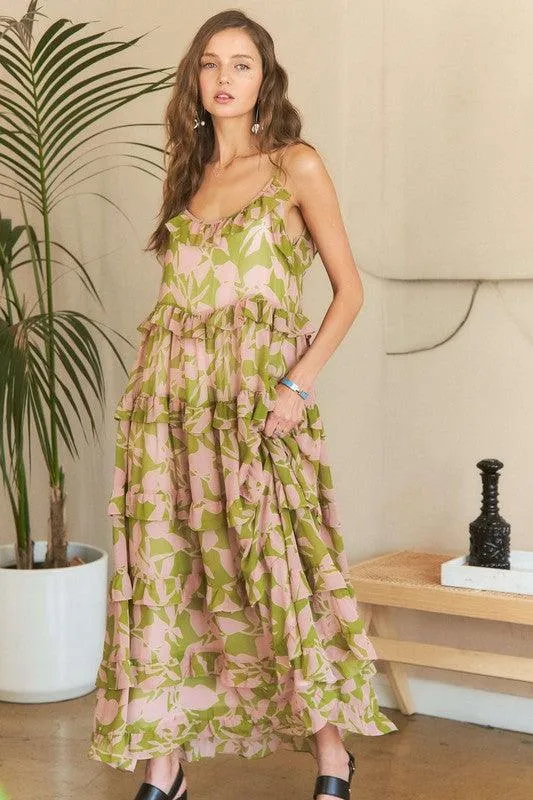 Ruffled Tiered Scoop Neck Cami Dress