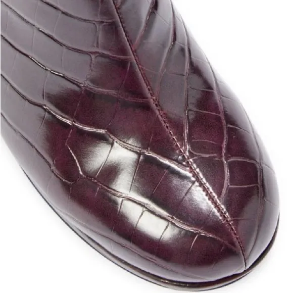SALE! Rachel Zoe Deep Mahogany Croc-Embossed Maya Platform Boot Burgundy 9.5
