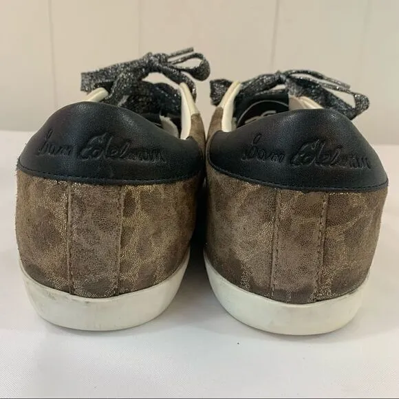 Sam Edelman Areson Leopard print Womens LACE UP Sneakers Casual Shoes Size 8