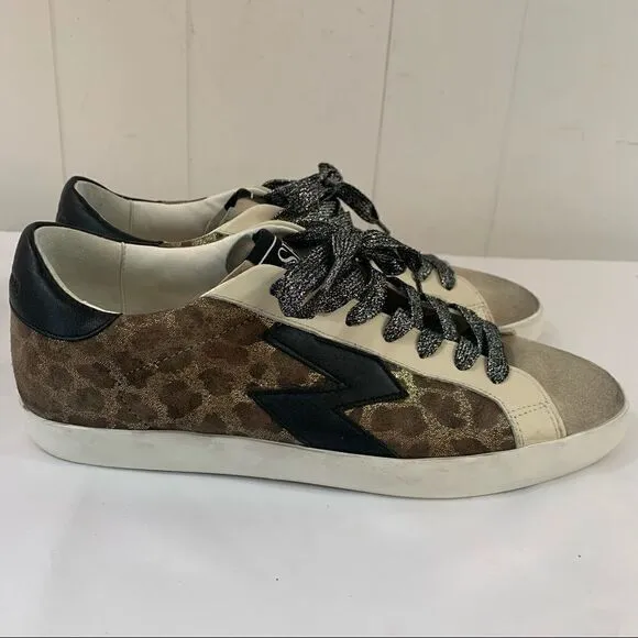 Sam Edelman Areson Leopard print Womens LACE UP Sneakers Casual Shoes Size 8