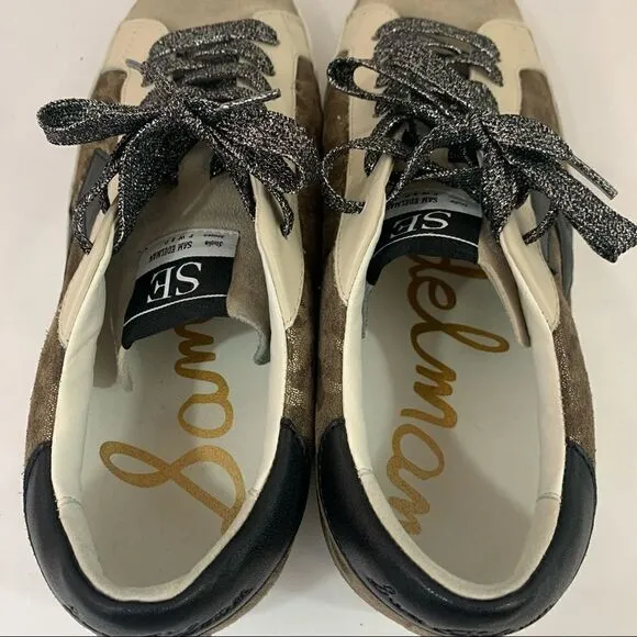 Sam Edelman Areson Leopard print Womens LACE UP Sneakers Casual Shoes Size 8