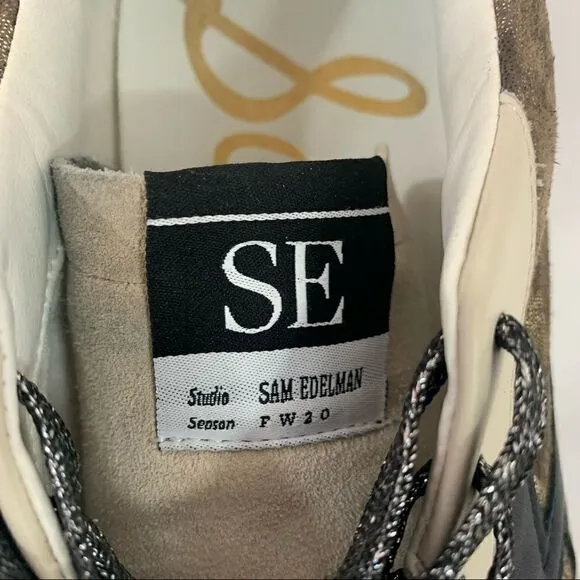 Sam Edelman Areson Leopard print Womens LACE UP Sneakers Casual Shoes Size 8
