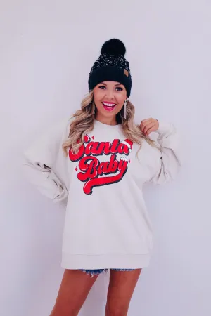 Santa Baby Oversized Graphic Sweatshirt - Oat