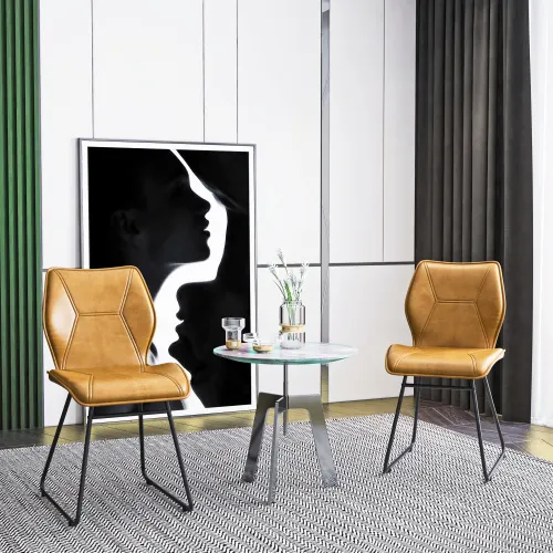 Set of 2 Leather Dining Chairs – Stylish & Comfortable