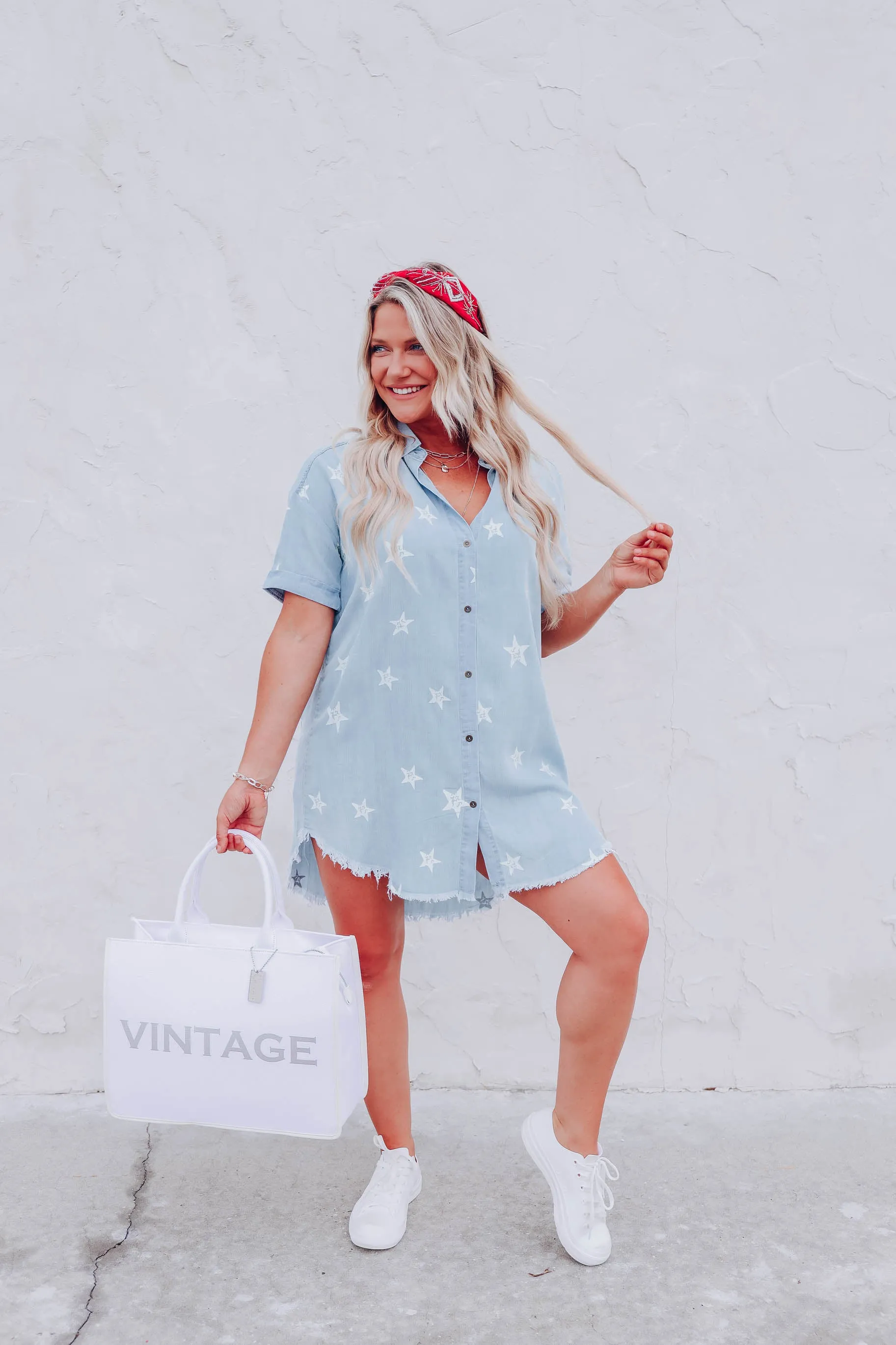 Shoot For The Stars Chambray Dress