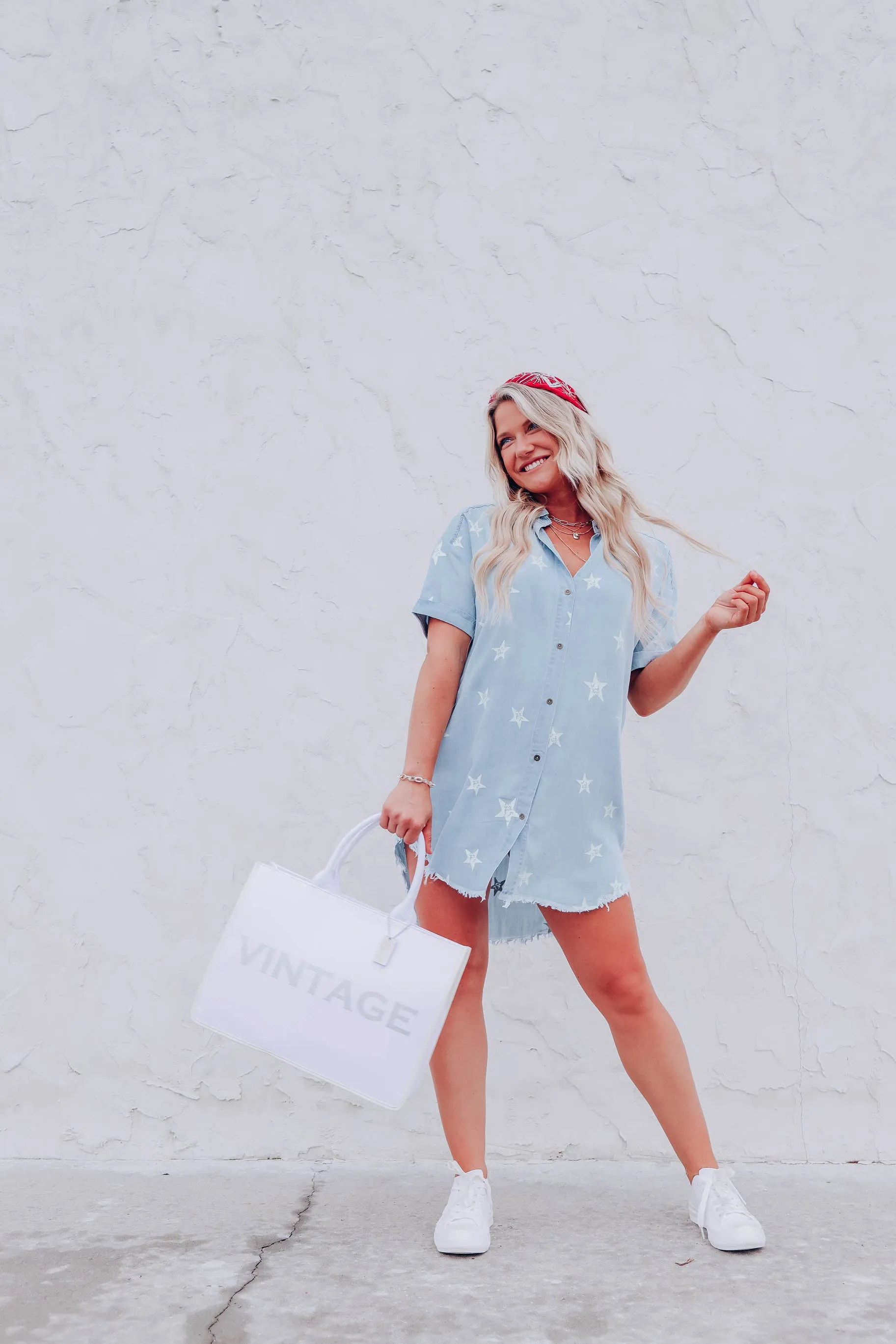 Shoot For The Stars Chambray Dress